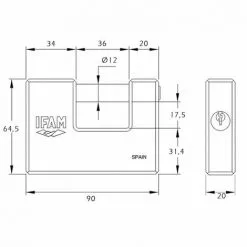 Cadenas Laiton Série U 90mm (2 Clés) IFAM -IFAM Soldes Boutique 51012302 3