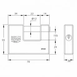 Cadenas Laiton Série U 70mm (2 Clés) IFAM -IFAM Soldes Boutique 542116 3