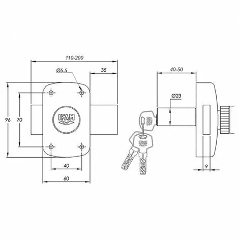 Verrou à Bouton Et Cylindre Haute Sécurité B6, Cyl. 40, 5 Clés IFAM 2 Verrou à Bouton Et Cylindre Haute Sécurité B6, Cyl. 40, 5 Clés IFAM – Image 2