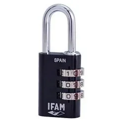Cadenas Col Combi30. Noir. 30mm. Arc ø5mm. Avec Combinaison. Ifam