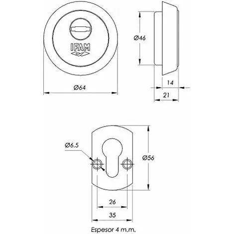 Ecran Es610l. Finition Laiton. ø64mm. Ifam 2 Ecran Es610l. Finition Laiton. ø64mm. Ifam – Image 2