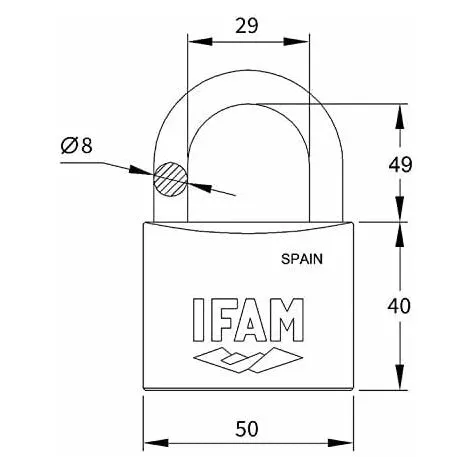 Cadenas K50al. Laiton. 50mm. Avec 2 Clés. Arc Long. Ifam 2 Cadenas K50al. Laiton. 50mm. Avec 2 Clés. Arc Long. Ifam – Image 2